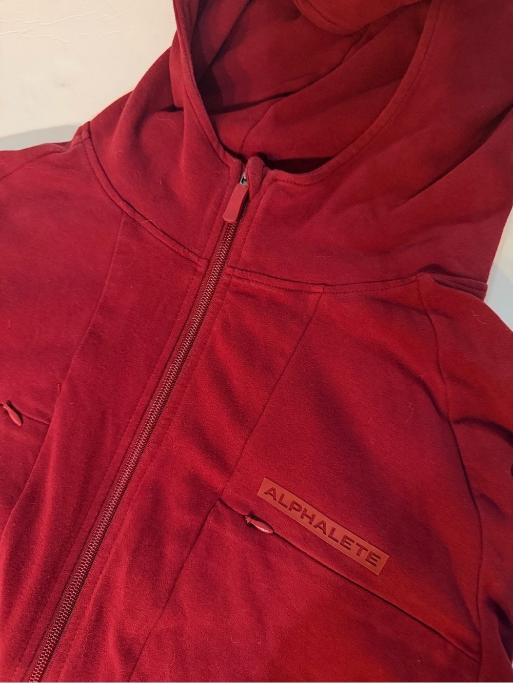 Alphalete Men's Identity Front Zip Hoodie Sweatshirt Large Burgundy Red